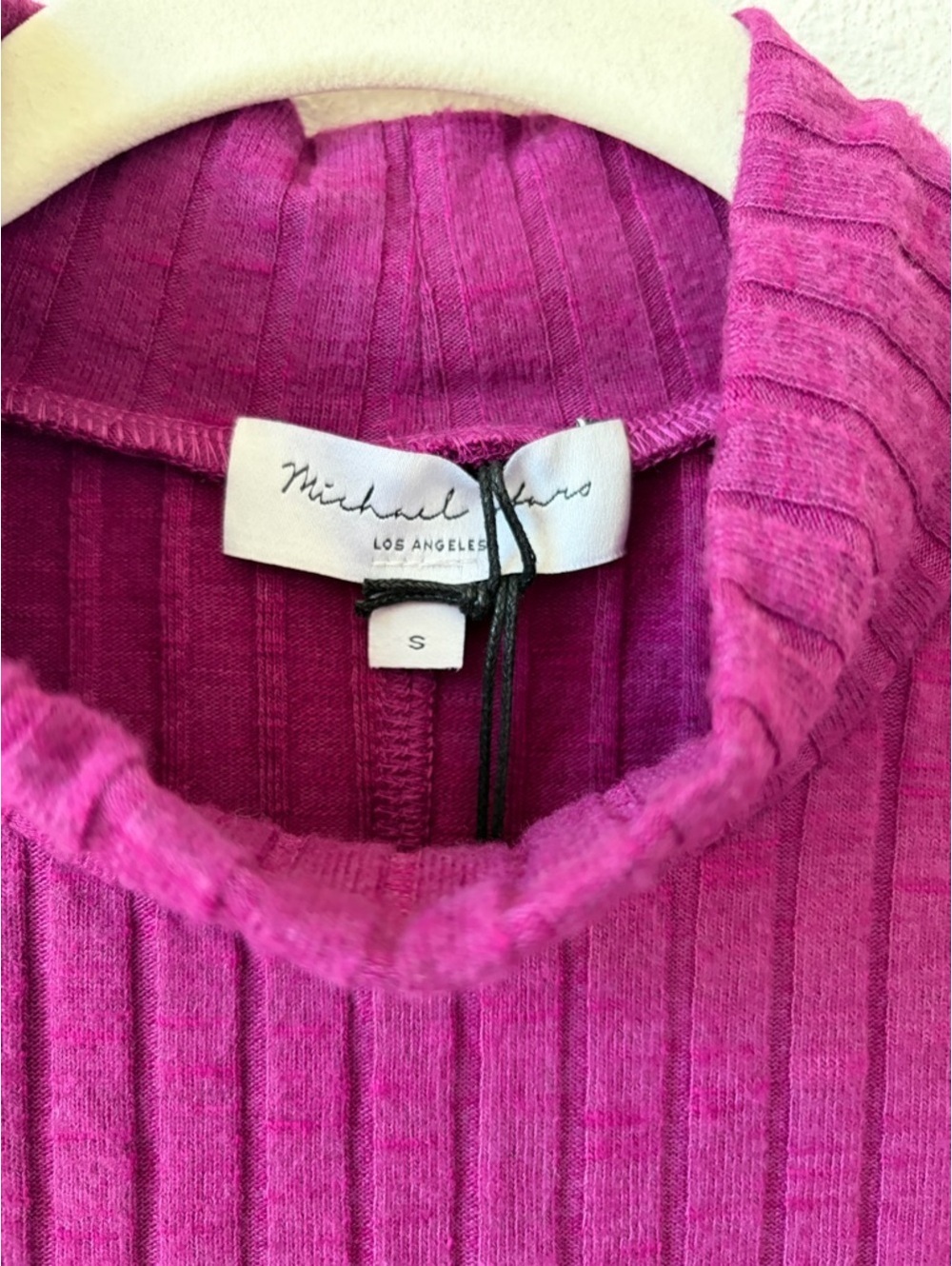 Michael Stars Violet Mock Neck Shell Berry Size Small Ribbed Colorful - Picture 3 of 7